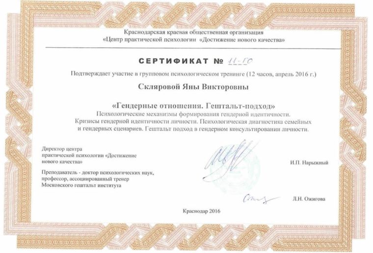 Скан документа: Гендерные отношения. Гештальт-подход